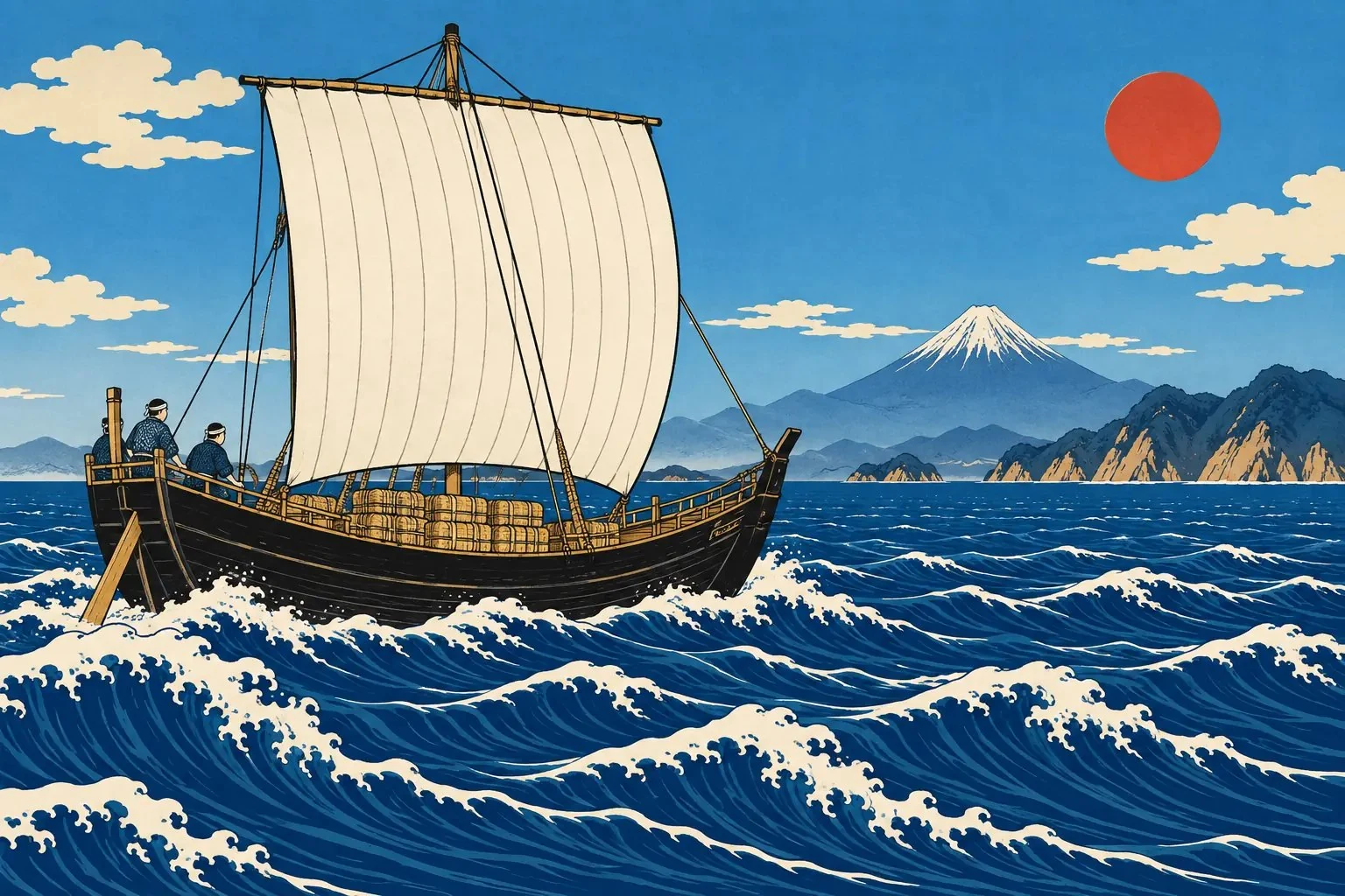 海を渡る帆船
